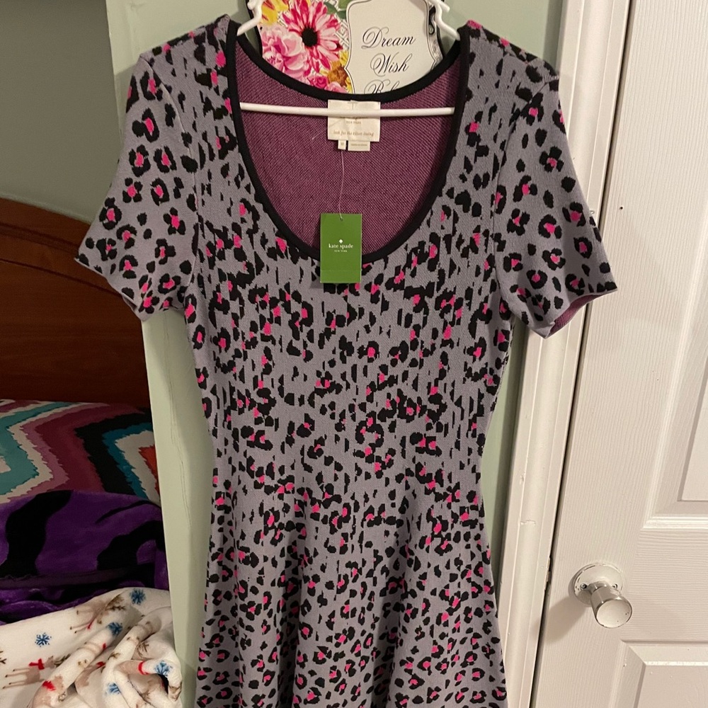 New With Tags Kate Spade Cheetah Sweater Dress